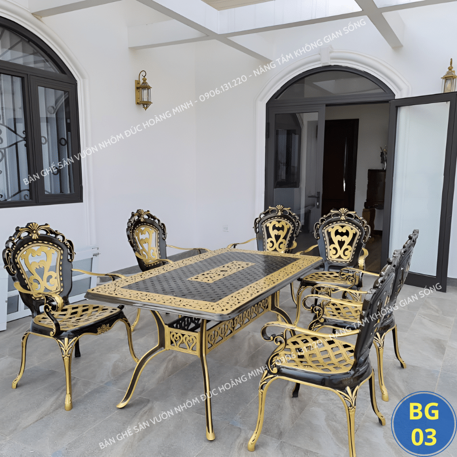 Bàn ghế nhôm đúc Hoàng Minh